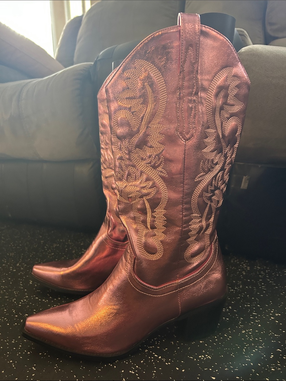 Metallic Rose Gold Western Cowboy Boots - Women